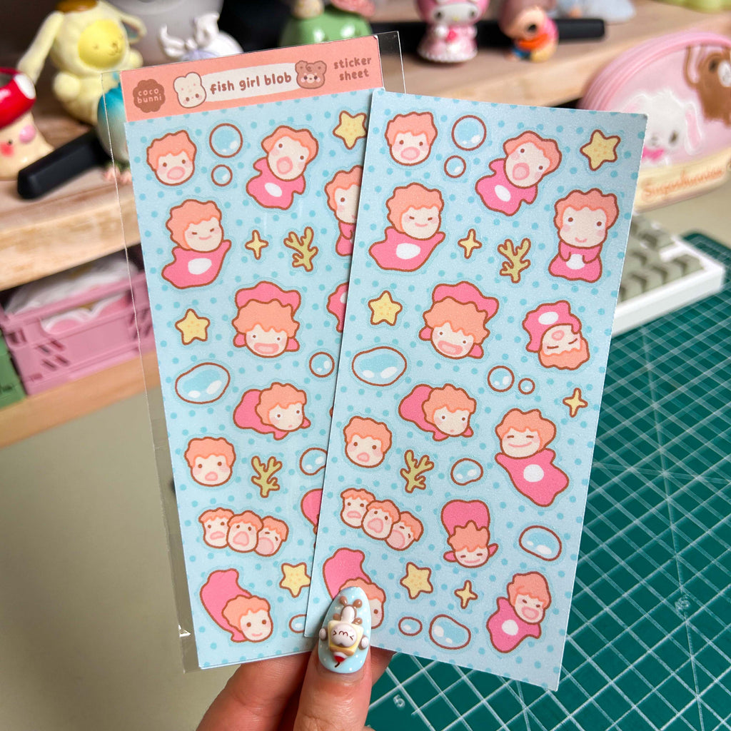 Fish Girl Blob Sticker Sheet