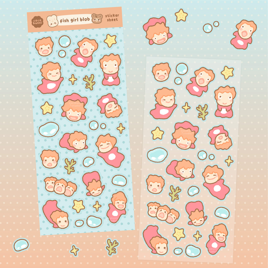 Fish Girl Blob Sticker Sheet